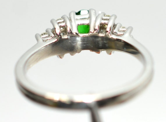 Natural Tsavorite Garnet & Diamond Ring Solid Pla… - image 5