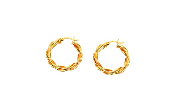 14K Solid Gold Chunky Hoop Earrings: Vintage Estate Jewelry