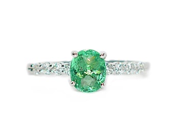 Natural Paraiba Tourmaline & Diamond Ring 14K White Gold 1.01tcw Gemstone Engagement Women's Ring Ladies Promise Ring Fine Estate Jewelry