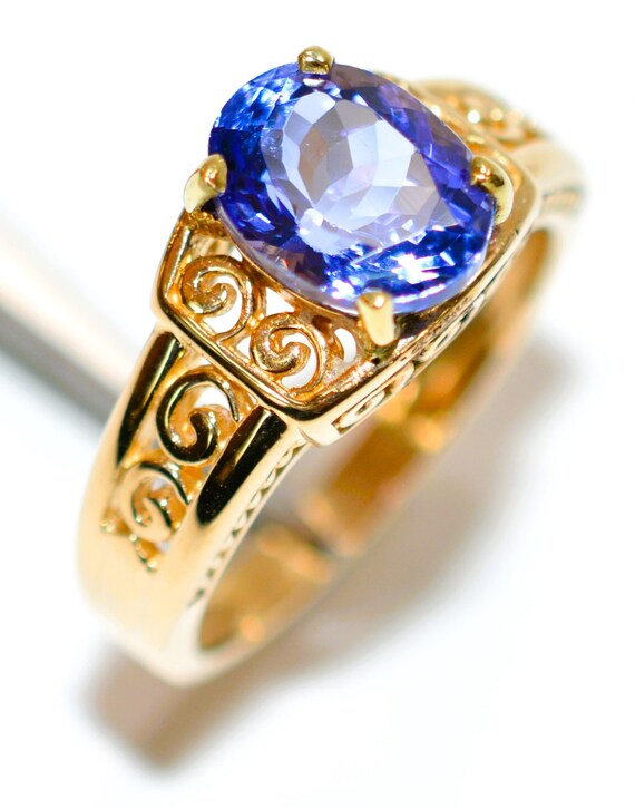 Certified Natural Tanzanite Ring 14K Solid Gold 2… - image 5