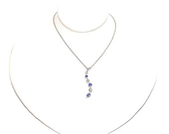 Natural Tanzanite & Diamond Necklace 14K White Gold .51tcw Tanzanite Necklace Pendant Necklace Birthstone Necklace Bridal Jewelry Fine Drop