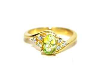 Natural Paraiba Tourmaline & Diamond Ring 14K Solid Gold .97tcw Gemstone Ring Birthstone Ring Green Ring Promise Ring Statement Ring Estate