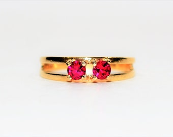 Natural Ruby Ring 10K Solid Gold .56tcw Red Ring Multistone Ring Vintage Ring Band Ring Stackable Ring July Birthstone Ring Gemstone Ring