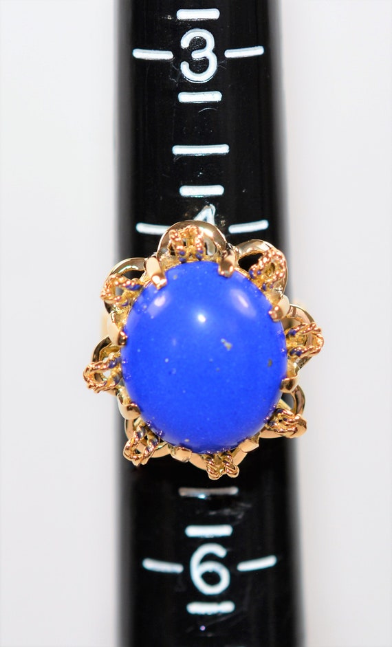 Natural Lapis Lazuli Ring 14K Solid Gold Gemstone… - image 7