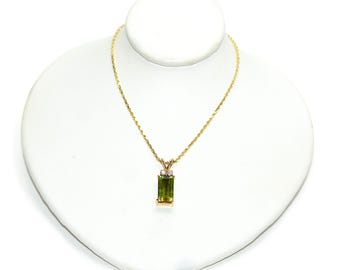 Watermelon Tourmaline Diamond Necklace, 14K Gold Pendant, 2.71 tcw