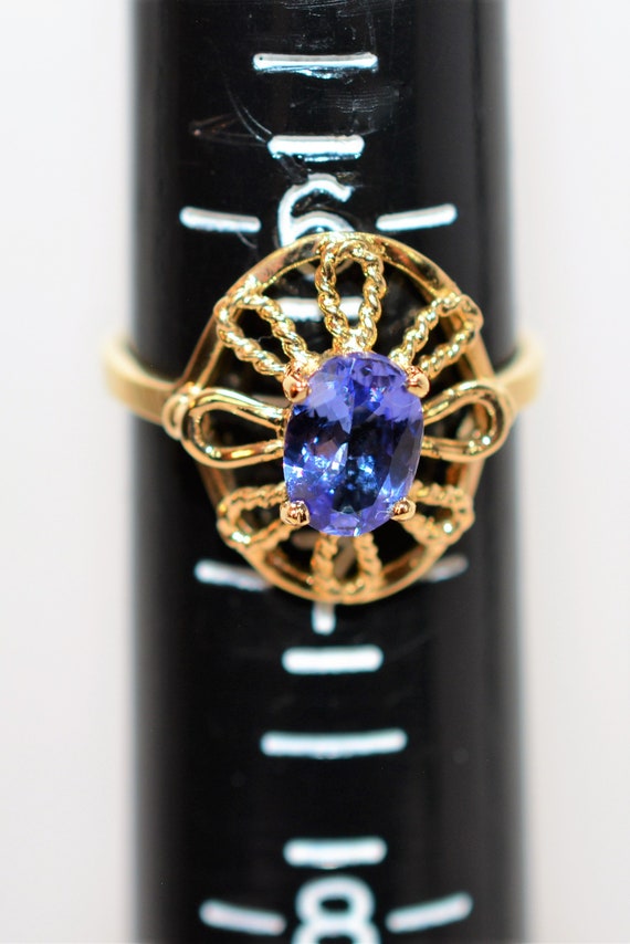 Natural Tanzanite Ring 14K Solid Gold .85ct Solit… - image 7