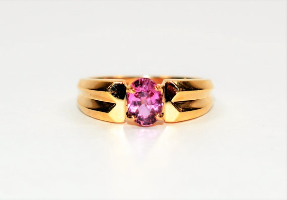 Natural Padparadscha Sapphire Ring 14K Solid Gold 