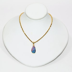Natural Ethiopian Opal Necklace 14K Solid Gold 1.78ct Pendant Necklace October Birthstone Necklace Statement Women&#39;s Necklace Fine Jewelry