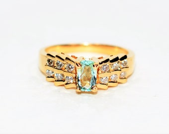 Natural Paraiba Tourmaline & Diamond Ring 14K Solid Gold .67tcw Pave Cluster Women's Fine Jewelry Estate Ring Gemstone Jewellery