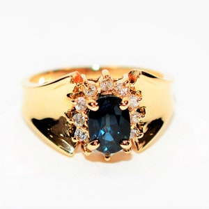 GIA Certified Blue Sapphire Diamond Ring: 14K Gold September Birthstone