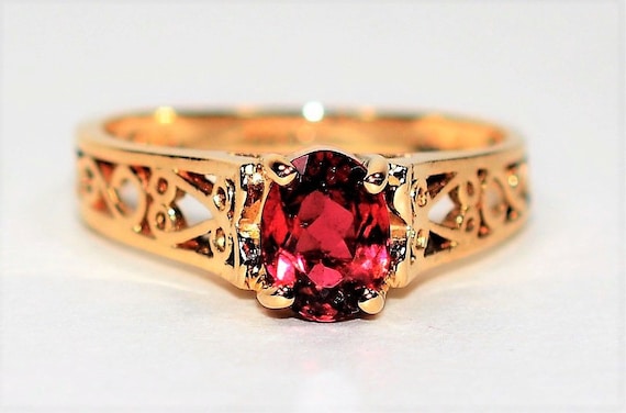 Natural Rubellite Ring 14K Solid Gold .82ct Pink … - image 1