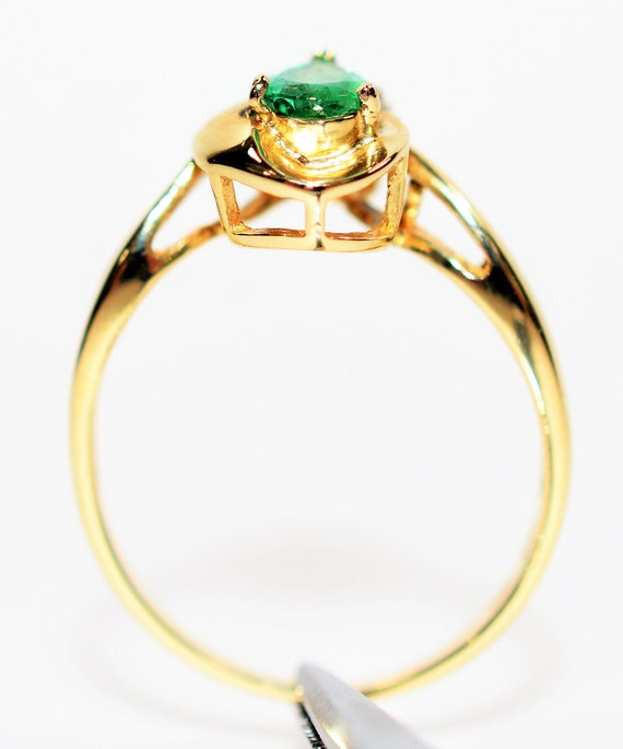 Natural Colombian Emerald & Diamond Ring 14K Soli… - image 3