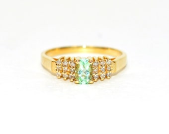 Natural Paraiba Tourmaline & Diamond Ring 14K Solid Gold .71tcw Cluster Ring Gemstone Ring Birthstone Ring Cocktail Ring Statement Ring