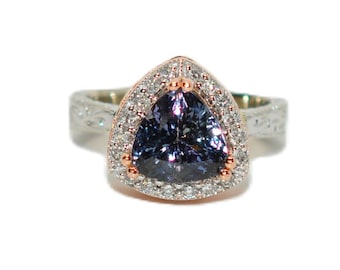 Natural Tanzanite & Diamond Ring 14K White Gold 2.34tcw Tanzanite Ring Rose Gold Ring Statement Ring Cocktail Ring Fine Jewelry Two Tone