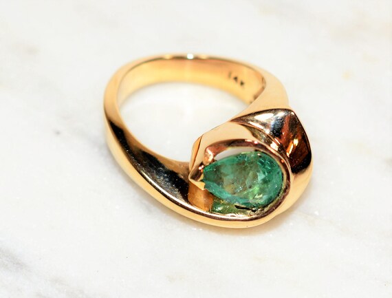 Natural Colombian Emerald Ring 14K Solid Gold 2.2… - image 7