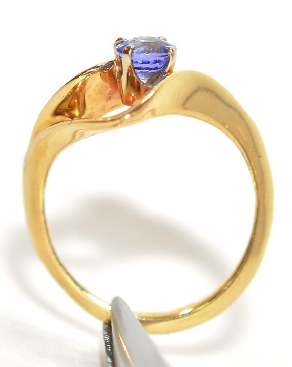 Natural Tanzanite Ring 14K Solid Gold .56ct Solit… - image 3