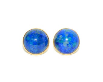 Natural Lapis Lazuli Earrings 14K Solid Gold Earrings Statement Earrings Vintage Earrings Stud Earrings Stud Earrings Fine Estate Jewellery