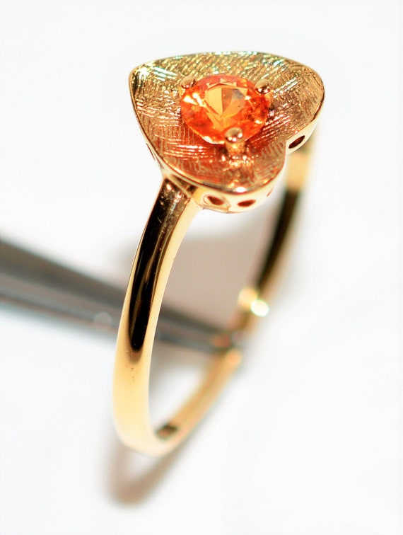 Natural Padparadscha Sapphire Ring 10K Solid Gold… - image 4