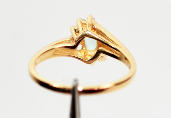 Natural Paraiba Tourmaline & Diamond Ring 14K Sol… - image 6
