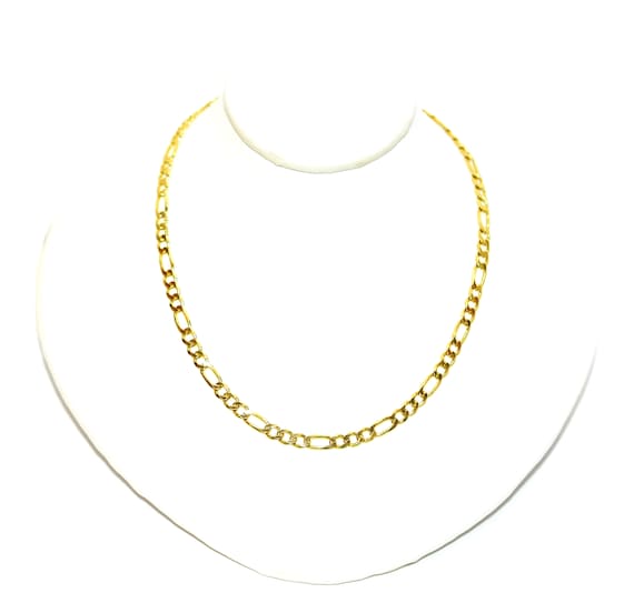 14K Solid Gold Figaro Chain Necklace 22" 3.25mm Fine … - Gem