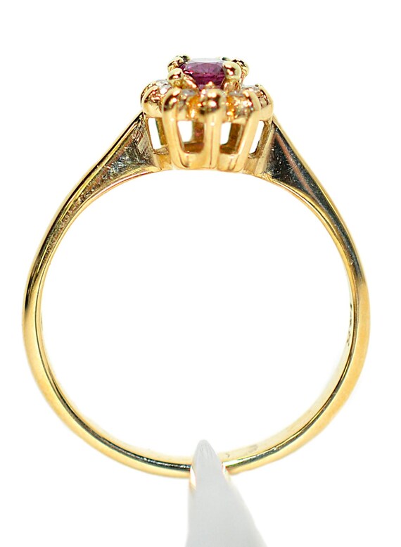 Vintage Ruby Diamond Ring, 14K Gold July Birthsto… - image 3