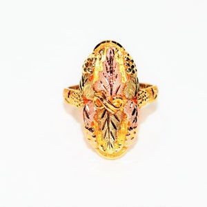 Black Hills Gold Ring 10K Solid Gold Vintage Ring Leaf Ring Vine Ring Boho Ring Nature Ring Black Hills Dakota Jewelry Estate Jewellery
