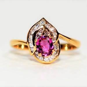 Natural Ruby & Diamond Ring 18K Solid Gold .57tcw Gemstone Ring July Birthstone Ring Ladies Ring Vintage Ring Red Ring Estate Women's Ring
