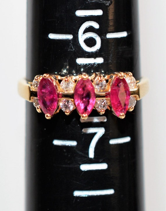 Natural Ruby & Diamond Ring 14K Solid Gold 1.17tc… - image 8