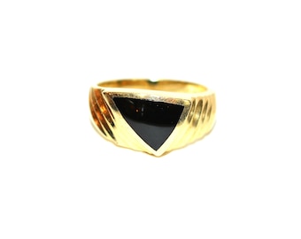 Natural Onyx Ring 14K Solid Gold Men's Ring Gemstone Ring Statement Ring Cocktail Ring Fine Jewelry Vintage Jewelry Estate Jewelry