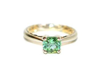 A. Jaffe Natural Paraiba Tourmaline & Diamond Ring 14K Gold Ring .86tcw Engagement Ring Gemstone Ring Green Tourmaline Ring Bridal Jewelry