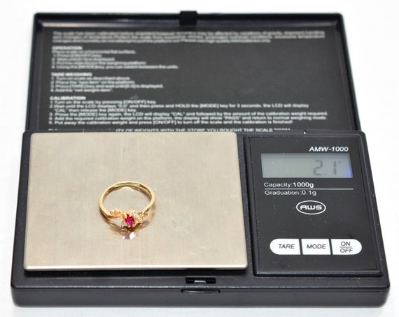 14K Gold Ruby Diamond Ring: .36 tcw Gemstone Cock… - image 9