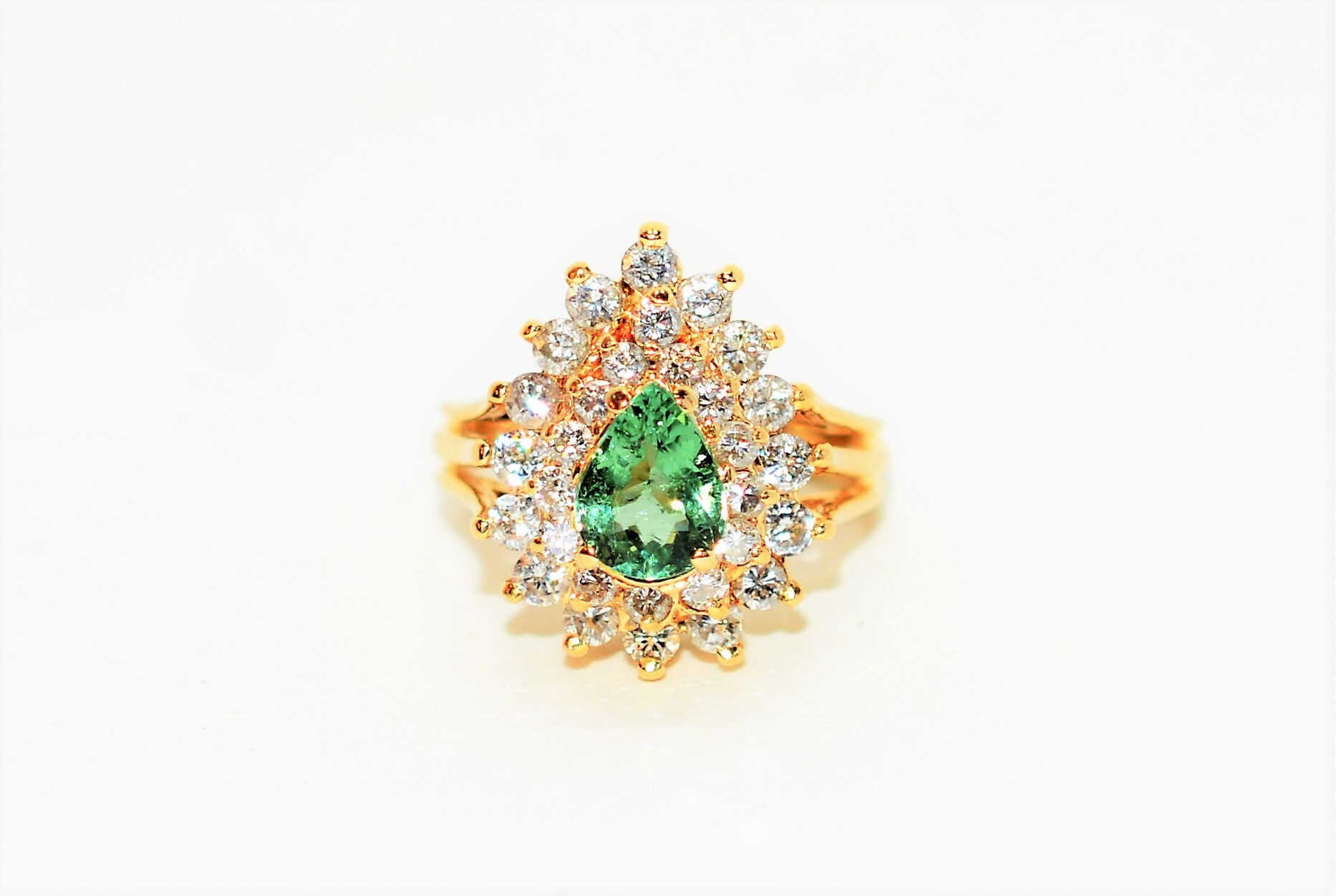 Natural Paraiba Tourmaline & Diamond Ring 14K Solid Gold