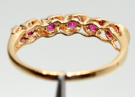 14K Gold Natural Ruby Ring Band: July Birthstone … - image 6