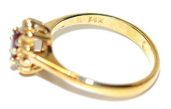 Vintage Ruby Diamond Ring, 14K Gold July Birthsto… - image 6