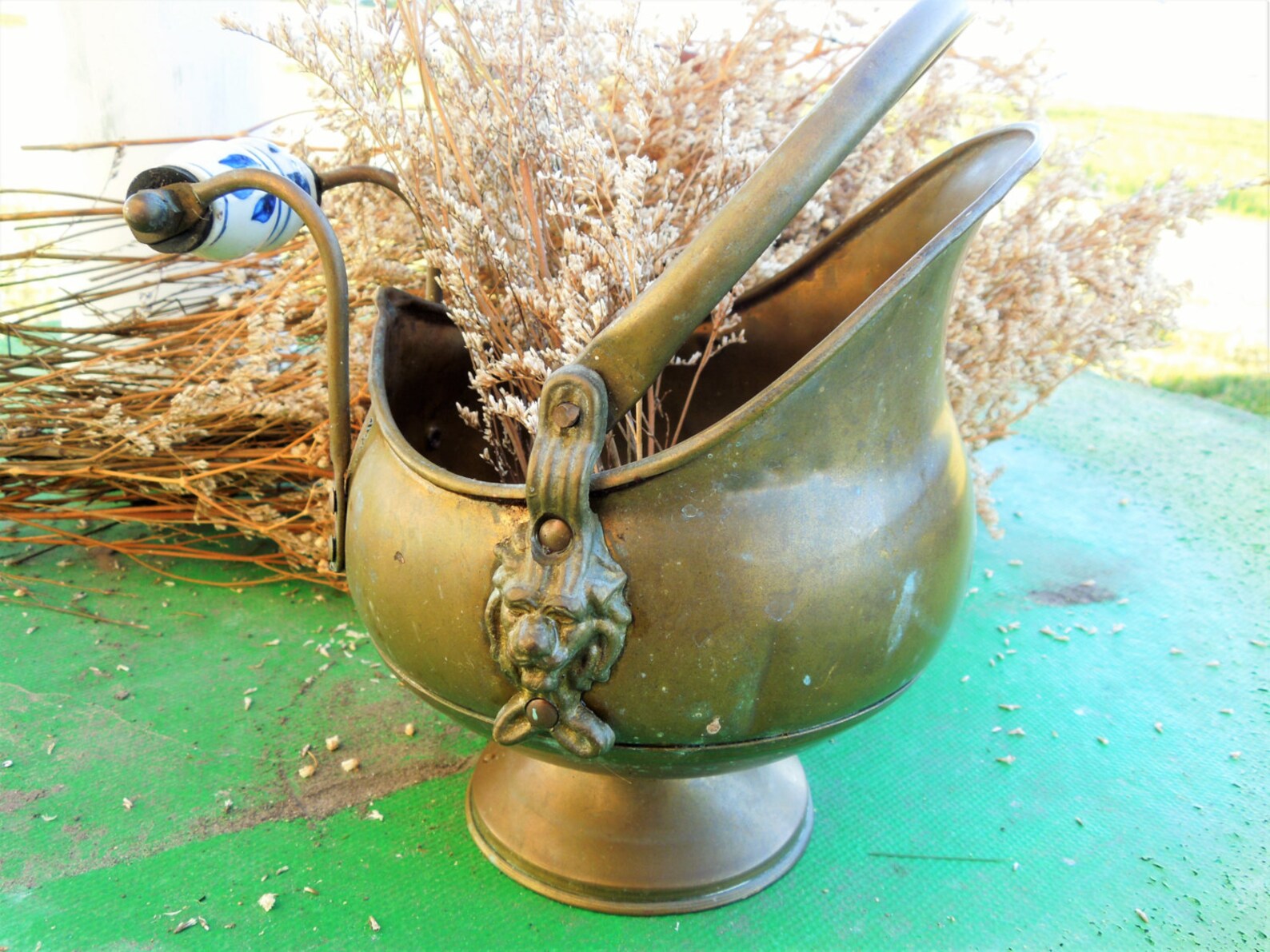 Vintage Brass Coal Bucket Lion Head Bucket Small Brass Etsy