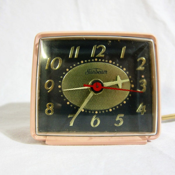 Sunbeam Small Pink Electric Alarm Clock 1963