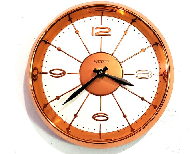 Copper and Enamel Welby Battery Wall Clock Etsy