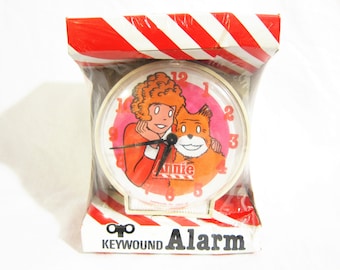 Orphan Annie keywound alarm clock Westclox 1980s NOS sealed in package