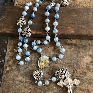 Shell Catholic Rosary - Holy Family Rosary - Miraculous Medal - Saint Jude - Patron Saint Rosary