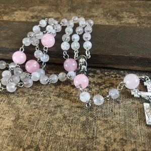 Lovely Rose Quartz Catholic Rosary - Gemstone Rosary - Our Lady Rosary