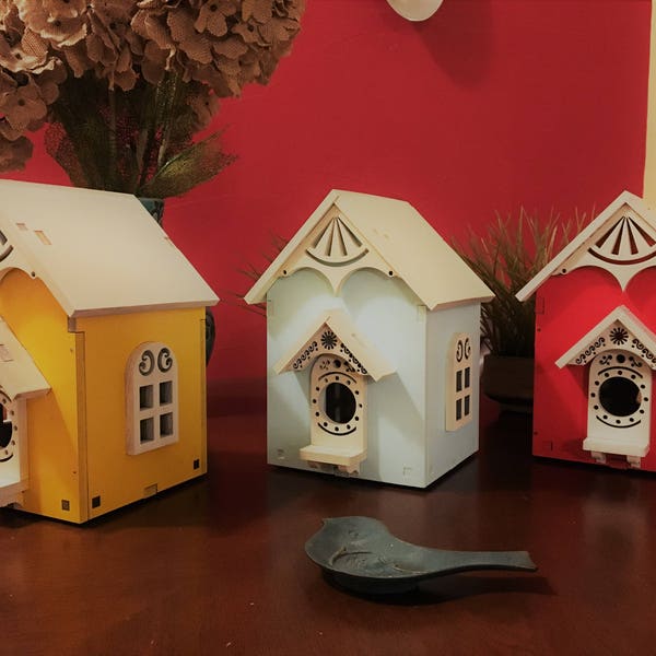 Laser Cut Bold and Colorful Birdhouses - Design Plans