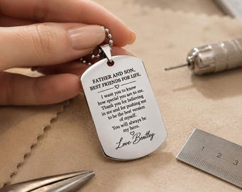Mens Personalized Necklace Military Dog Tags Stainless Steel Necklace Father Gift Dad Gift Father's Day Gift Boyfriend Gift Dog ID Tag