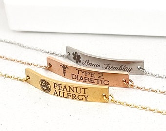 Personalized Medical Alert Bracelet Medical ID Bracelet Customizable Bracelet Stainless Steel Bangle Medical Identity Bracelet Security