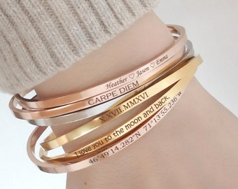 Dainty Personalized Bracelet Coordinates Bracelet Personalized Jewelry Bridesmaid Gift Friend Bracelet