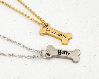 Dainty Dog Bone Necklace Personalized Name Necklace Mourning Gift Mother Dog Gift Mom Dog Gift