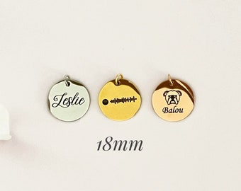 18mm Personalized Disc Personalized Charms Logo Coin Custom Charm Personalised Tag