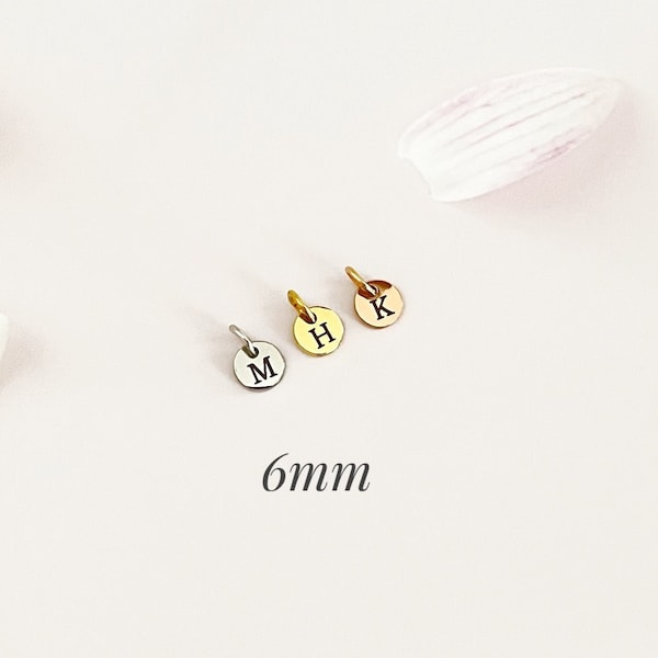 Personalisierte Mini-Scheibe, 6 mm, Edelstahl, personalisiertes Charm-Tag für Schmuck, Charm-Name