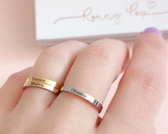NEW! Personalized Thin Ring Custom Name Ring Stacking ring Minimalist Ring Dainty Ring Personalized Gift for Mom BA111