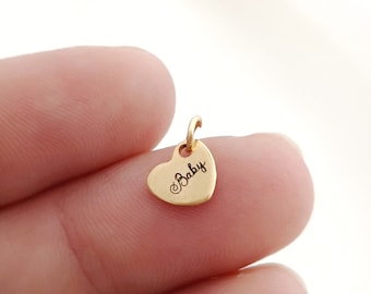 Tiny Heart Personalized 6x7mm Logo Charm Custom Tag Personalised Pendant in Stainless Steel