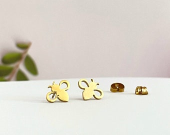 Tiny Bee Stud Earrings Stainless Steel Earrings Hypoallergic Earrings Gift for Bee Lovers